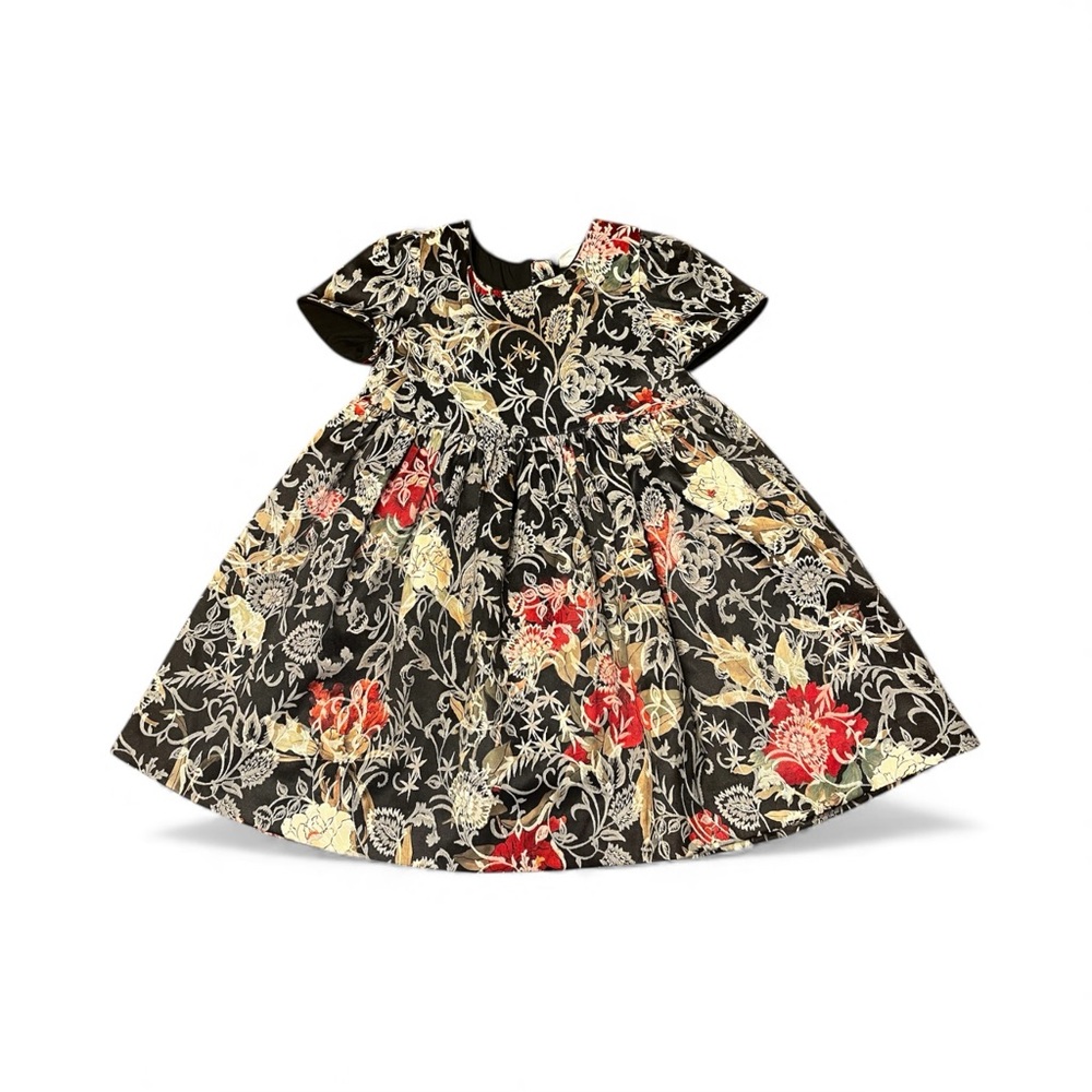 EdgeHill Collection Girls Floral Dress 3T Black Red Gold wedding
